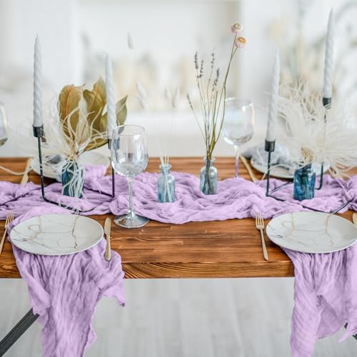 Cheesecloth Table Runner 35x120 Inch Lilac Purple 3 Pack