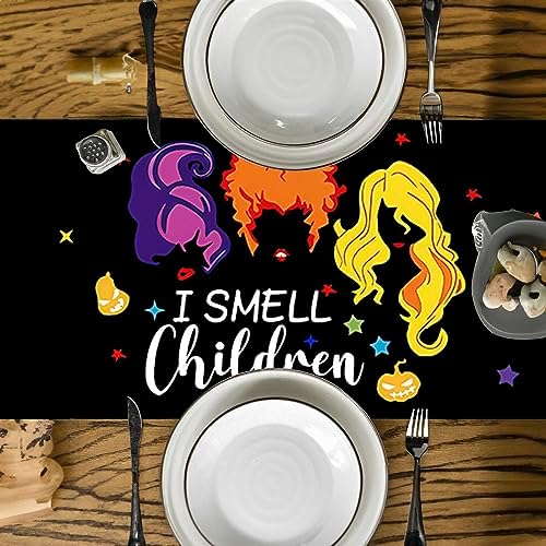 Halloween Table Runner Hocus Pocus Burlap 13x72 Inches