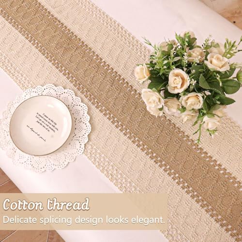 4 Piece Boho Table Runner with Tassels Rustic Farmhouse Decor