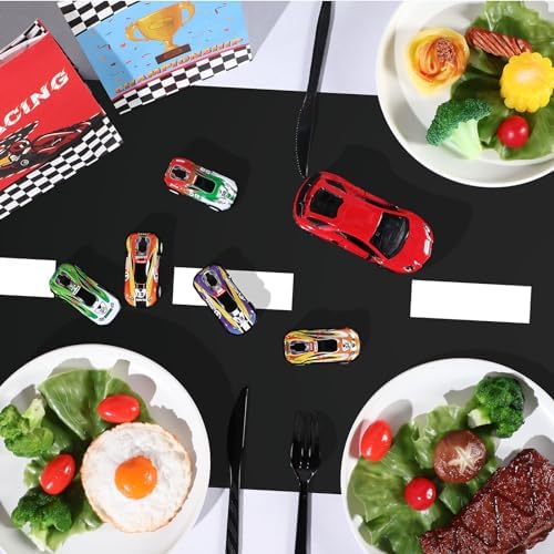 Preboun 12 Pcs Plastic Checkered Table Runner Race Track Theme