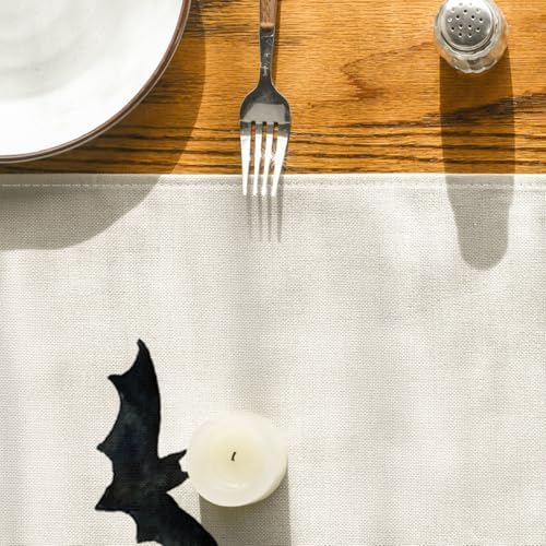 Artoid Mode Silhouette Black Bats Halloween Table Runner 13x72 Inch