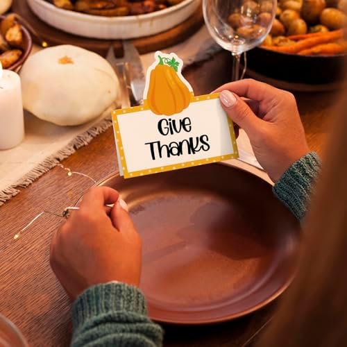 48 Pumpkin Place Cards for Fall Events and Thanksgiving
