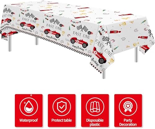 Fast One Birthday Decorations Tablecloth - 3 Pack 86in x 55in