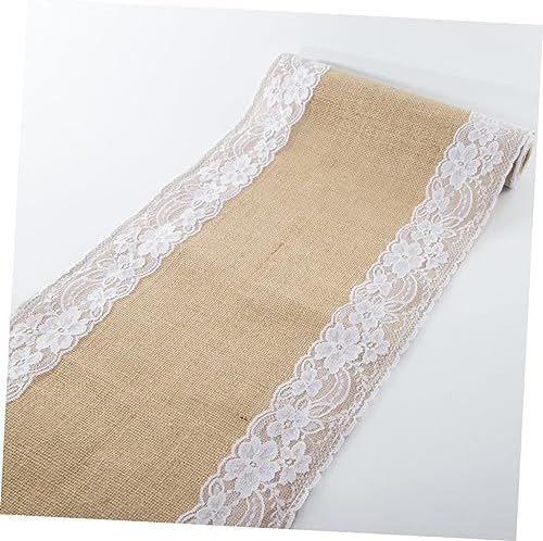 Luxshiny Rustic Linen Lace Table Runner for Wedding Reception