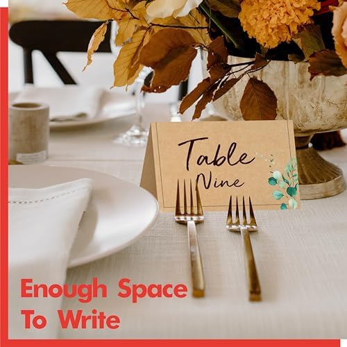 100 PCS Kraft Place Cards with Green Plant Design