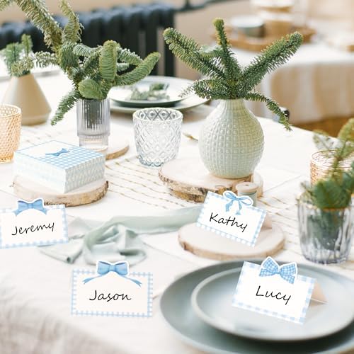R HORSE Blue Bow Place Cards 100Pcs 35x2 Inch