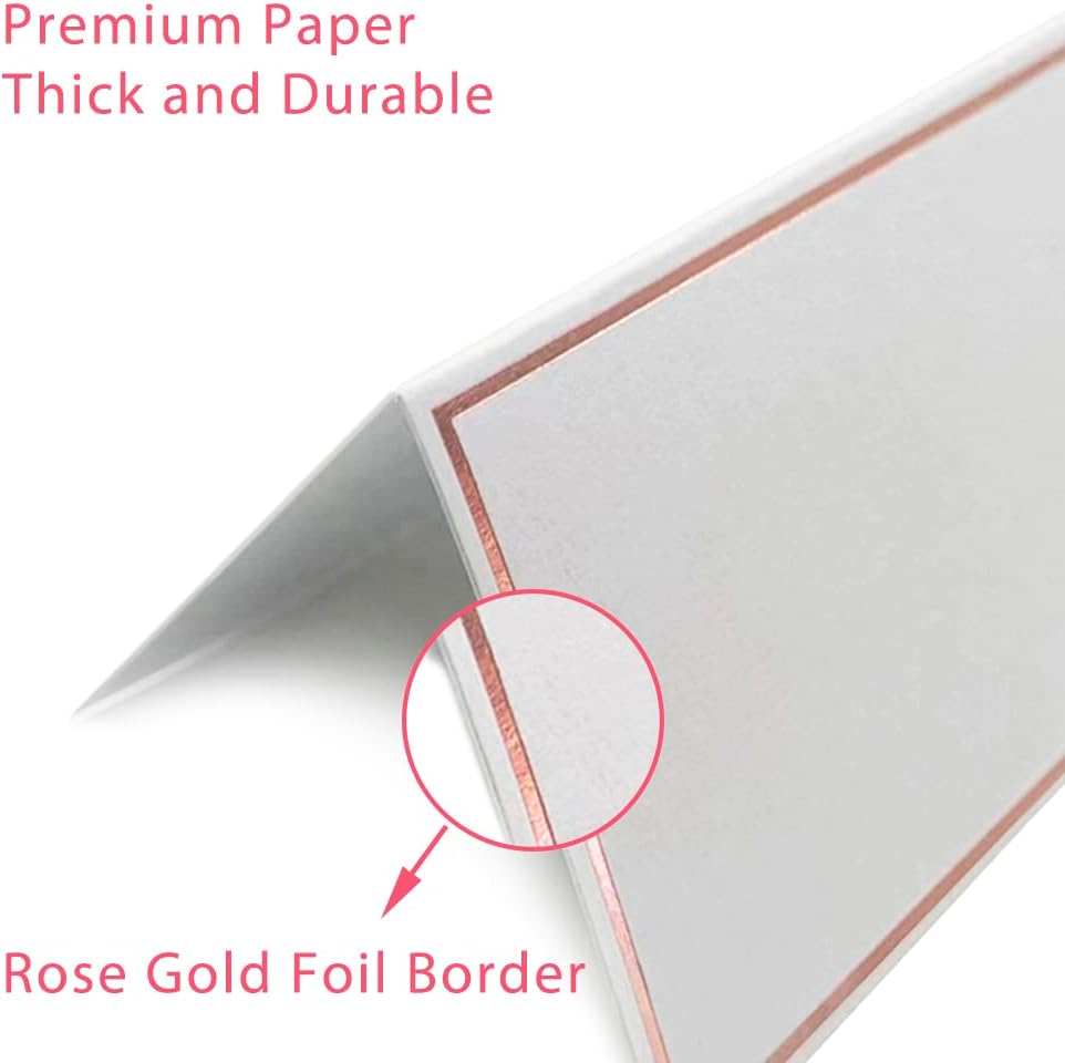 KiDEPOCH Place Cards with Rose Gold Border 100 Pack