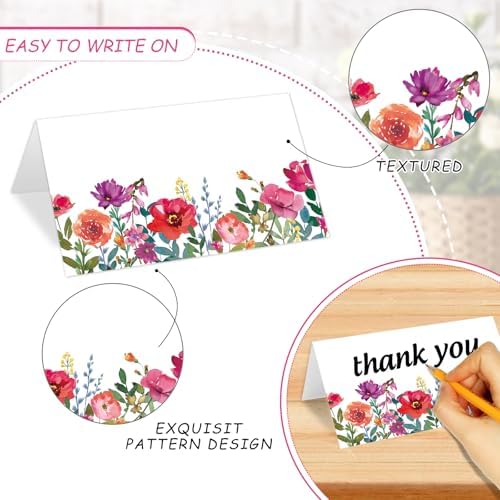 Whaline 100 Pcs Watercolor Flower Place Cards