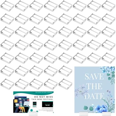 50 Pcs Clear Acrylic Place Card Holders for Wedding and Events