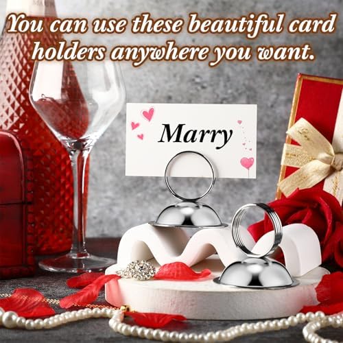 24 Pcs Silver Place Card Holders for Wedding Events Table Settings