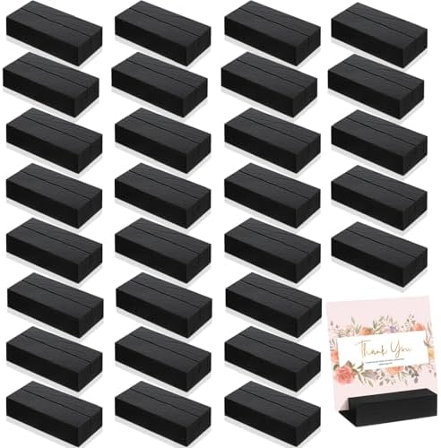Blosssound 24 Pcs Black Wooden Place Card Holders