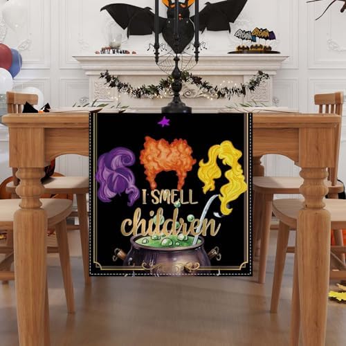 Linen Halloween Table Runner 72 Inches Long
