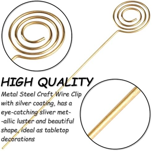 HW 50pcs 47 Inch Golden Ring Wire Clip Table Card Holders