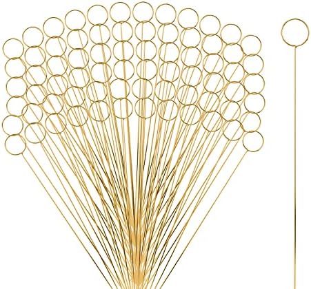 80 Piece 136 Inch Gold Floral Place Card Holder Stick