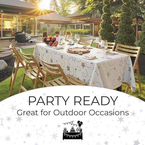 Exquisite Silver Star Tablecloths 12-Pack Disposable