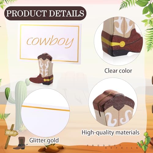 Kigley 18 Pcs Wooden Cowboy Boots Place Card Holders