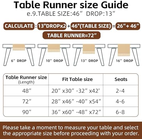 Boho Table Runner for Home Decor 12x48 Inches