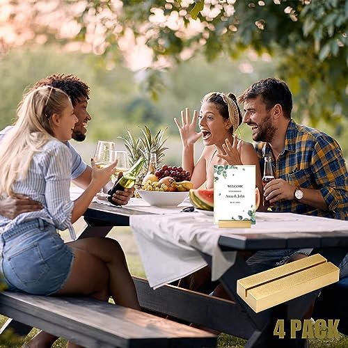 CUNGLIN Gold Wood Table Number Holders 4 Pack