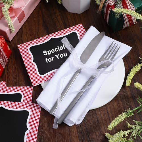 25Pcs Red Gingham Place Cards for Picnic Party Decorations