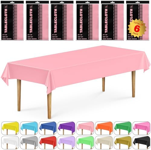 DecorRack 6-Pack Light Pink Tablecloths 54 x 108 Inch