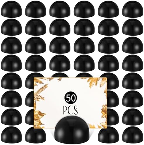 Geyoga 50 Pcs Black Round Place Card Holders