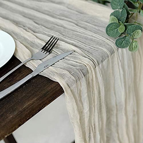 BalsaCircle 10 Foot Cream Cotton Cheesecloth Table Runner