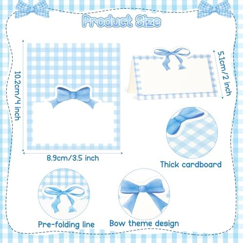 R HORSE Blue Bow Place Cards 100Pcs 35x2 Inch