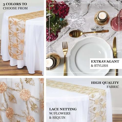 Champagne Lace Netting Table Runner for Weddings