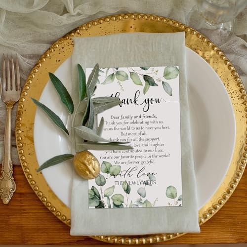 Chinco 100pcs Eucalyptus Place Cards for Wedding Reception