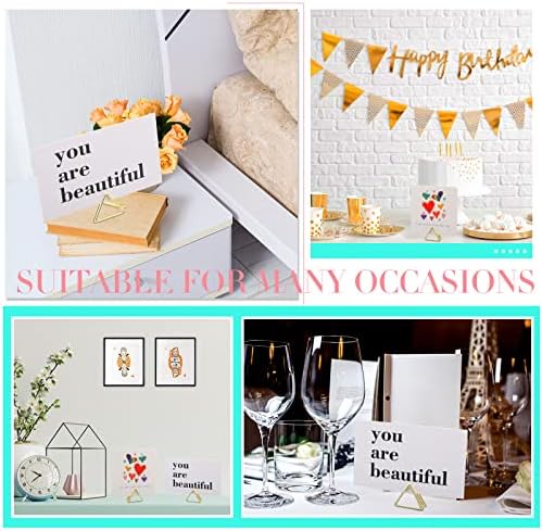 100 Pcs Gold Table Number Holders Triangle Shape Place Card Holders