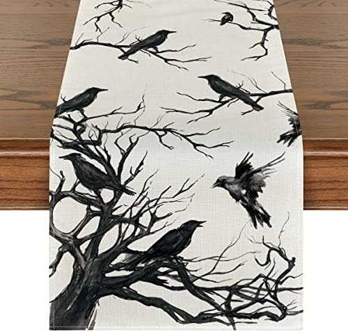 Artoid Mode Silhouette Tree Crows Halloween Table Runner