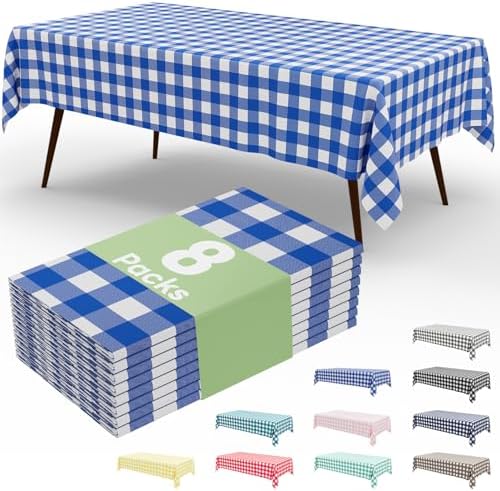 Misaya 8 Pack Buffalo Checkered Tablecloths 54x108 Inch Waterproof