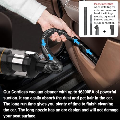 Handheld Car Cleaner with Brushless Motor and 16000PA Suction Power