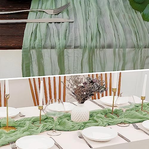 2 Pack 10 Ft Sage Green Cheesecloth Table Runners
