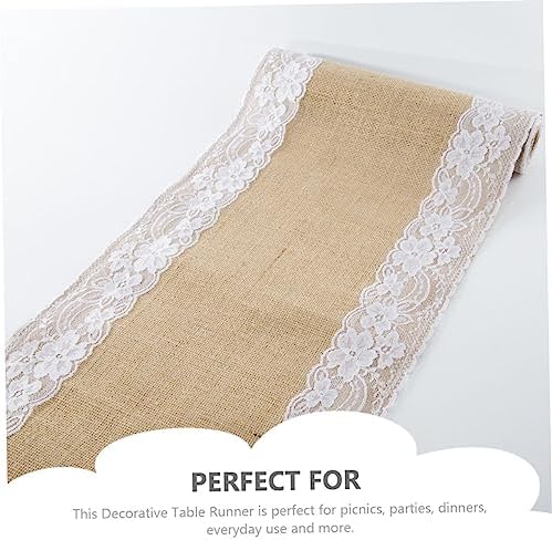 Ciieeo Linen Lace Table Runner for Weddings and Parties
