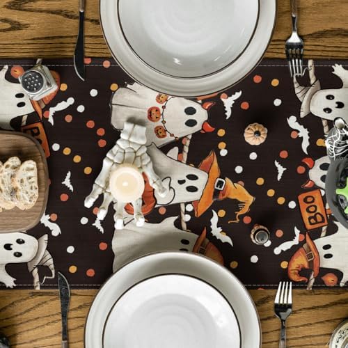 Artoid Mode Halloween Table Runner with Black Cat Design
