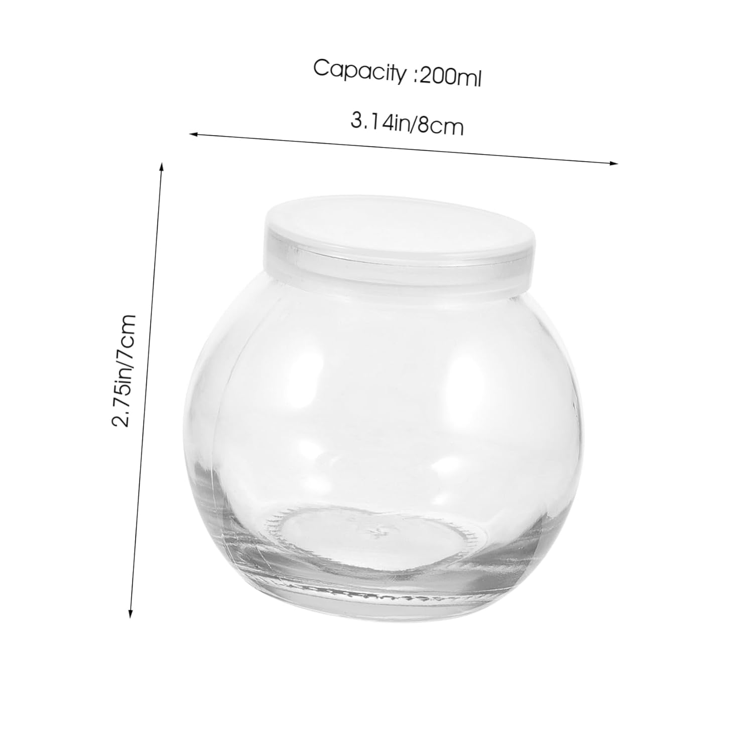 Mobestech Clear Glass Yogurt Bottles 2pcs Spherical Pudding Jars