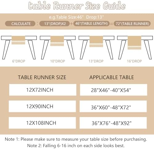 4 Piece Boho Table Runner with Tassels Rustic Farmhouse Decor