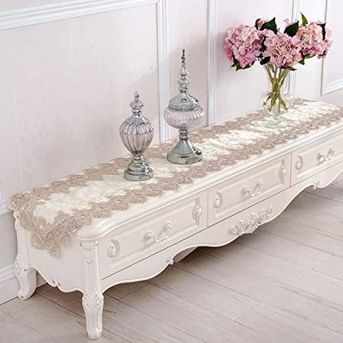 Stfery Beige Triangle Lace Table Runner 16x112 Inches