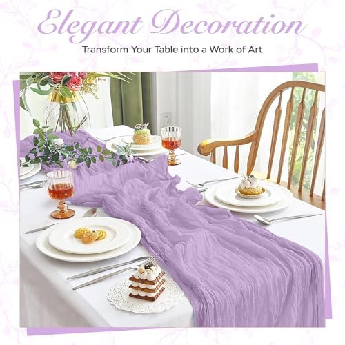 Cheesecloth Table Runner 35x120 Inch Lilac Purple 3 Pack