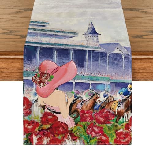 Artoid Mode Rose Horse Racing Castle Table Runner 13x90 Inch