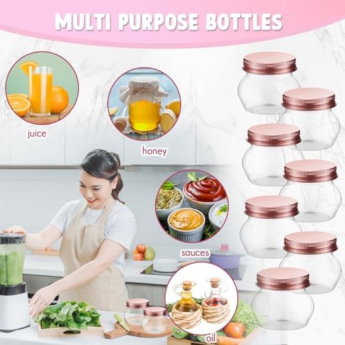 48 Pcs 4 Oz Clear Plastic Jars with Rose Gold Lids