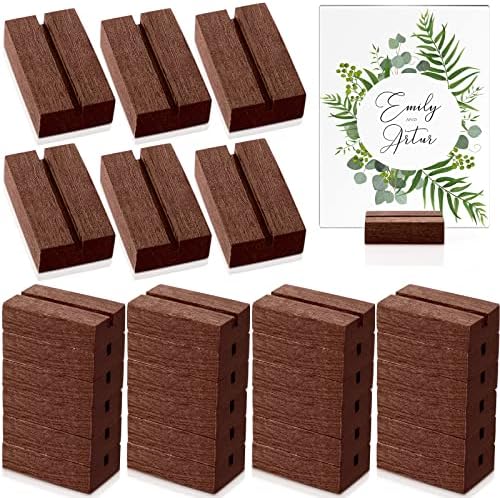 25 Pcs Wood Place Card Holder Rustic Table Number Stand