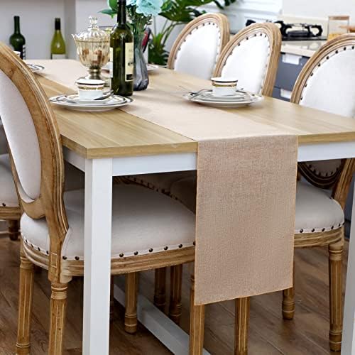 Breling 6 Pcs Burlap Table Runner Set