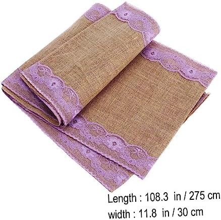 275x30cm Burlap Table Runner with Rustic Lace Edging