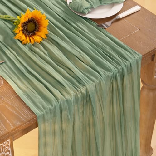 Sage Green Cheesecloth Table Runner Set Of 12