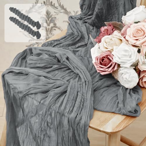 2 Pack 10 Ft Grey Cheesecloth Table Runners