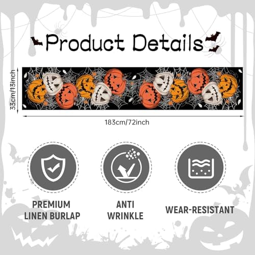 Pedenty 72x13 Inch Halloween Table Runner Decorations