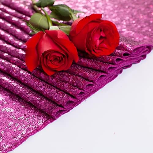 Charoama Fushia Sequin Table Runner 12x72 Inch