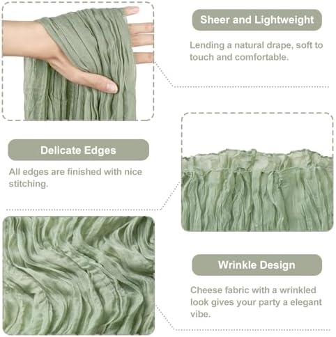 Sage Green Cheesecloth Table Runner 10ft 12 Pack